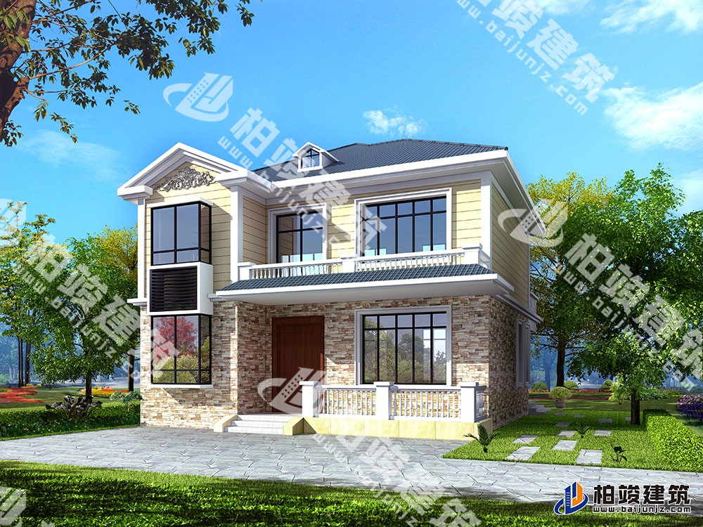 二層簡歐風農村自建房設計圖，造型清雅大方，內部人性化設計