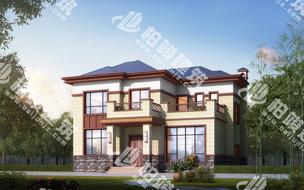 山水中是非凡居，農(nóng)村二層新中式別墅設(shè)計(jì)圖紙