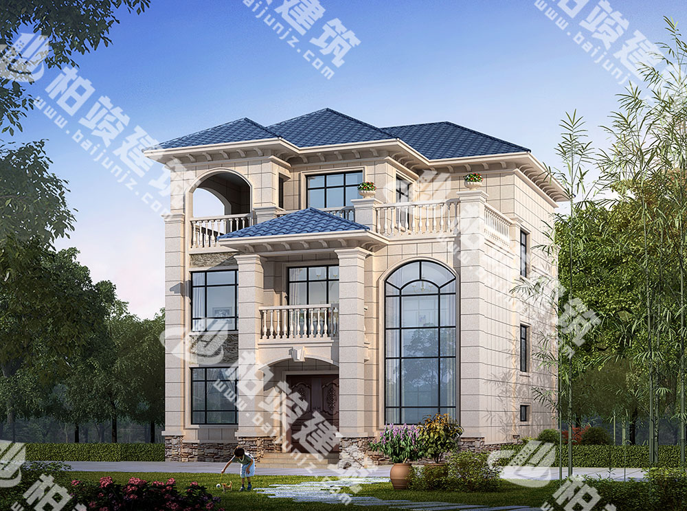 農(nóng)村三層簡歐風(fēng)別墅設(shè)計圖，外形典雅，內(nèi)部7室