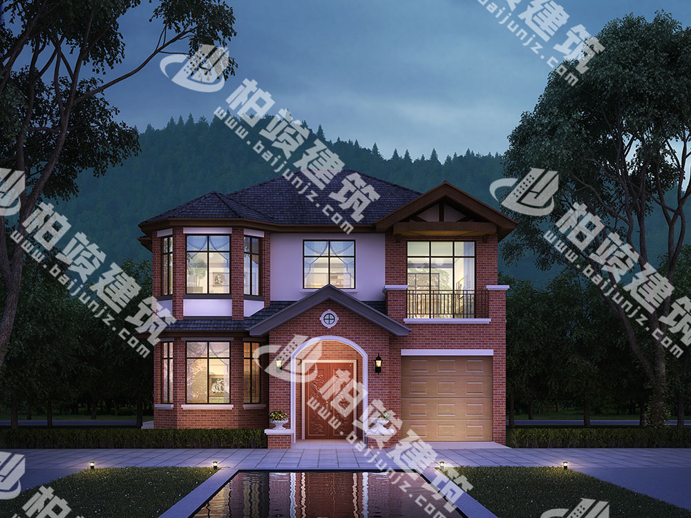 農(nóng)村二層別墅設(shè)計，美式田園風(fēng)情，帶車庫、烤火房