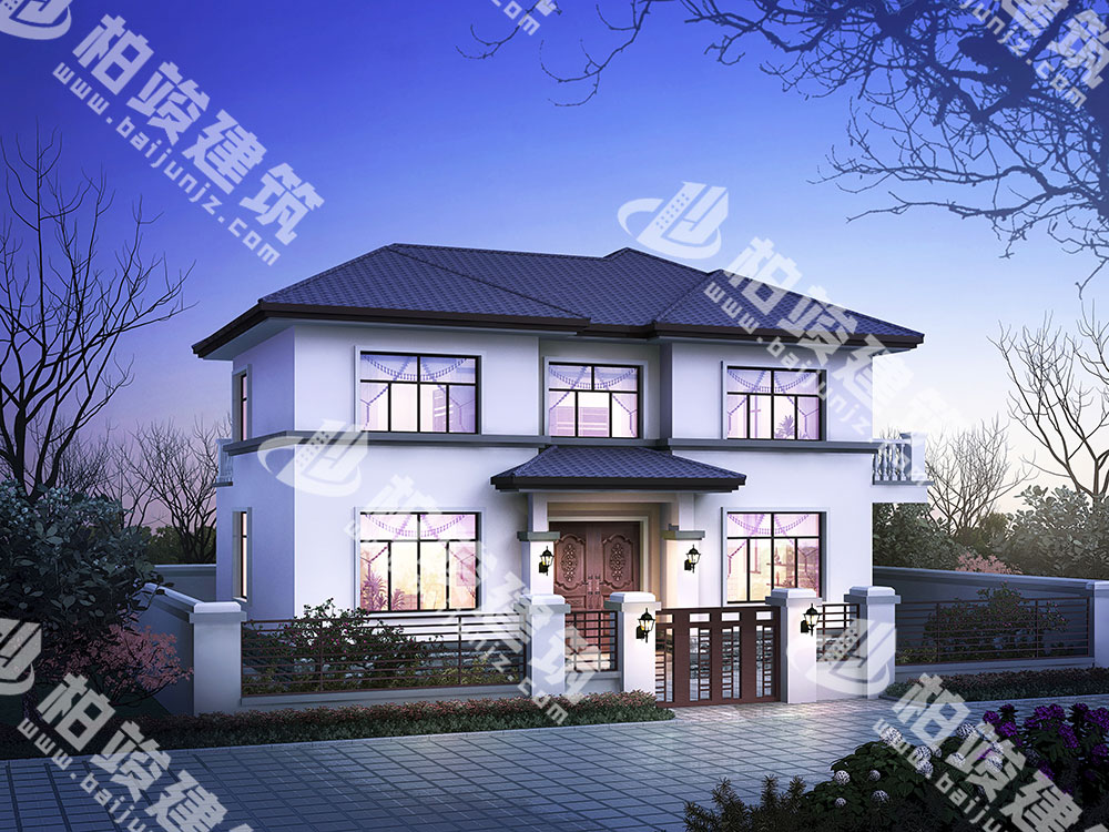 二層現(xiàn)代風(fēng)格自建房設(shè)計圖，框架結(jié)構(gòu)，大氣設(shè)計