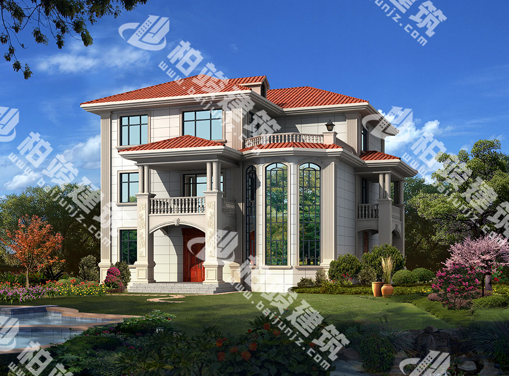 農(nóng)村三層樓房設(shè)計，大氣造型帶八角落地窗，內(nèi)部7室3廳8衛(wèi)