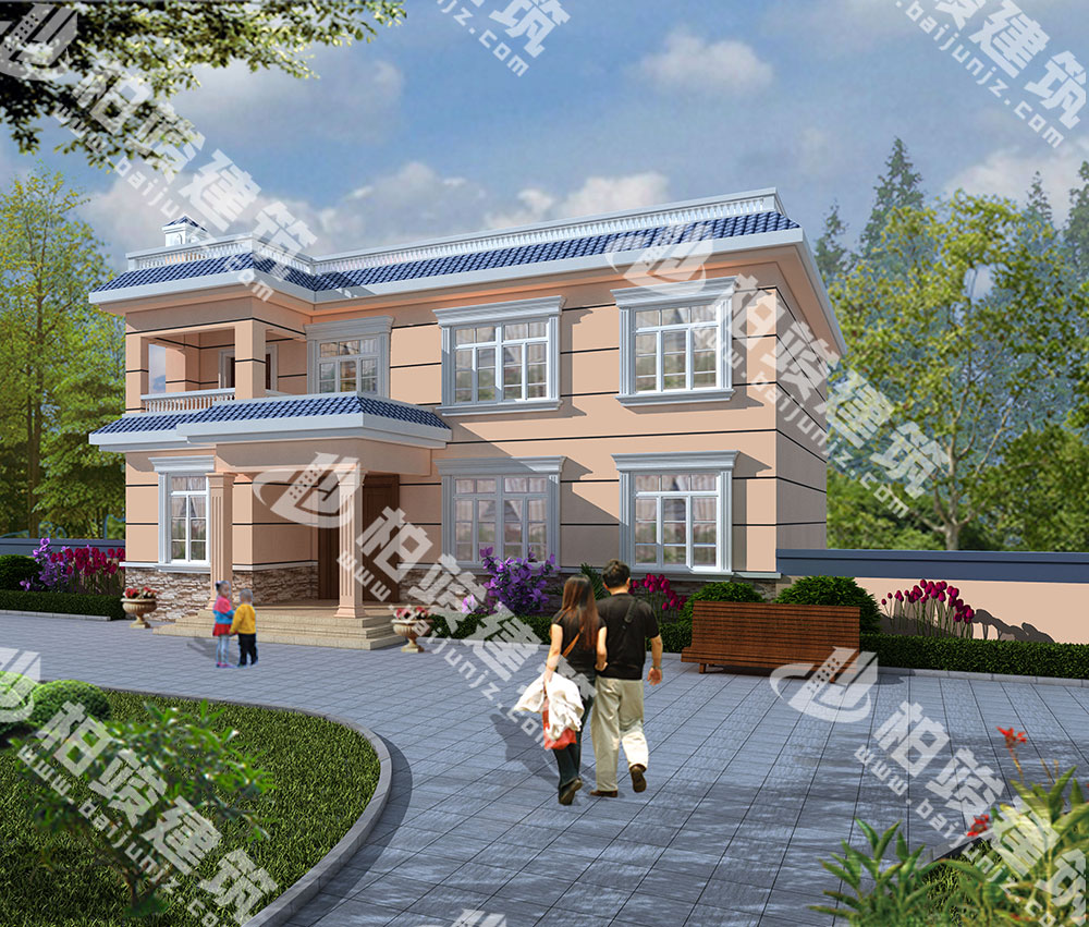 農(nóng)村二層簡歐風(fēng)別墅設(shè)計，造價僅25萬，6室設(shè)計，平屋頂