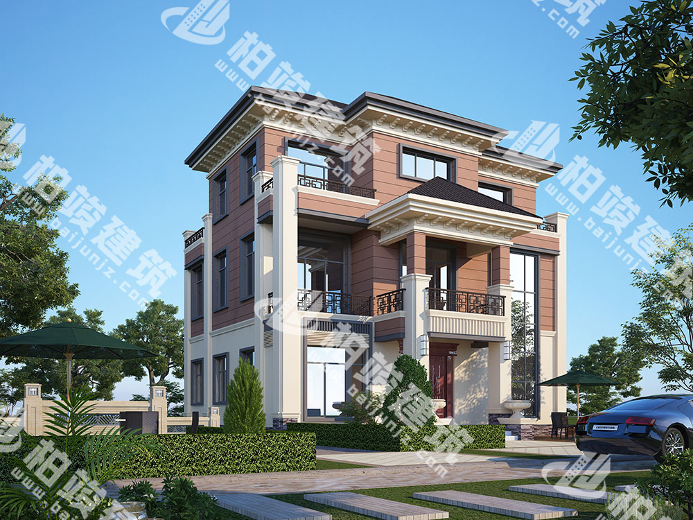 農(nóng)村三層別墅設(shè)計，新中式風(fēng)格，造型大氣沉穩(wěn)，內(nèi)部功能分區(qū)完善