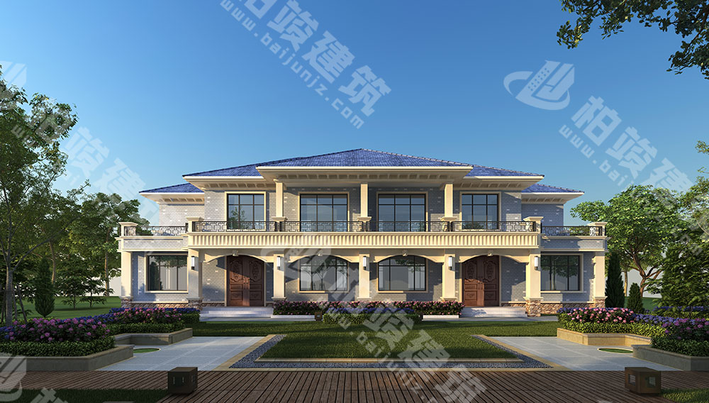 農(nóng)村自建二層雙拼別墅，磚混結(jié)構(gòu)，簡歐風(fēng)格，戶型通透，布局合理