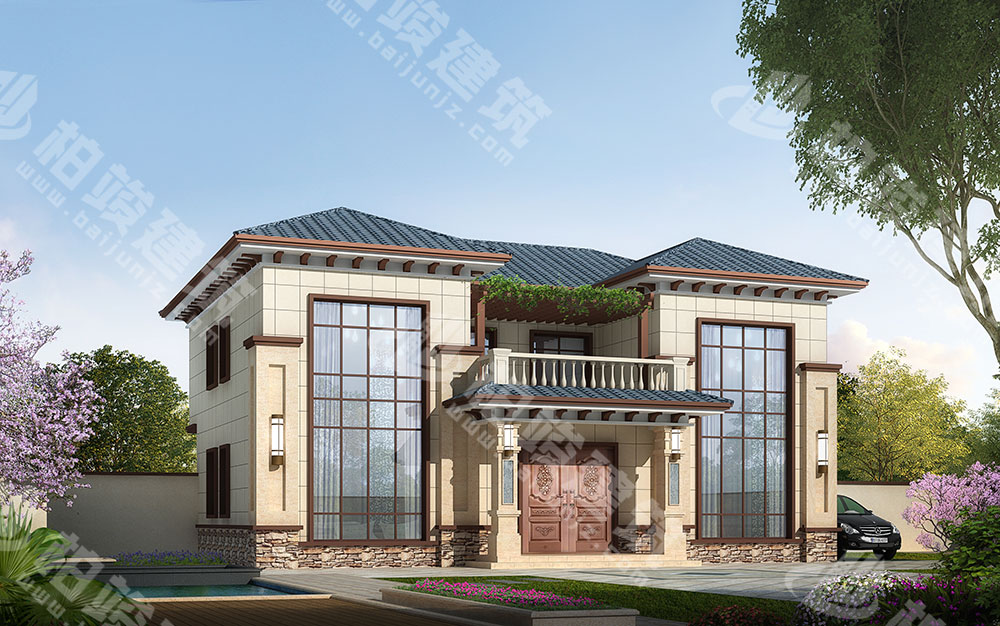 農(nóng)村自建房設(shè)計(jì)圖，兩層雙拼別墅，新中式風(fēng)格，空間利用率高