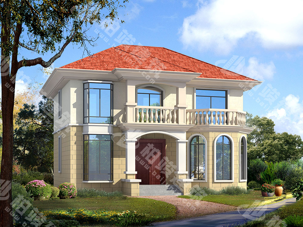 農(nóng)村自建房設(shè)計(jì)圖，二層簡(jiǎn)歐風(fēng)格，5室2廳4衛(wèi)，布局合理實(shí)用