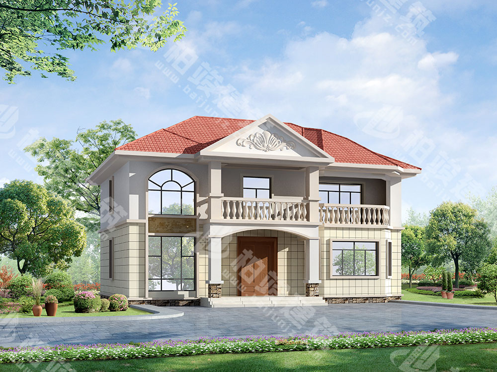 農(nóng)村二層別墅設(shè)計(jì)圖紙，清新簡(jiǎn)歐風(fēng)外觀，內(nèi)部8室3廳4衛(wèi)，實(shí)惠美觀