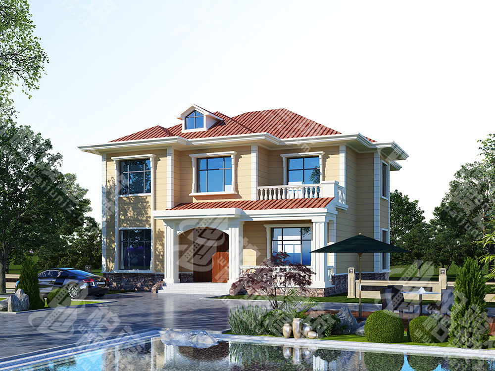 農(nóng)村二層樓房設(shè)計(jì)，清新橘色系簡(jiǎn)歐風(fēng)格，格局很通透