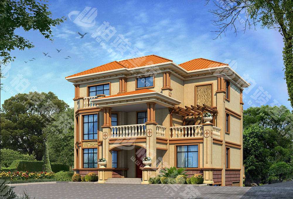 農(nóng)村自建房建筑圖紙，華麗簡歐風(fēng)格，帶車庫、健身房、書房