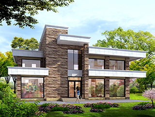 二層別墅設(shè)計(jì)圖，帶健身房和娛樂室。