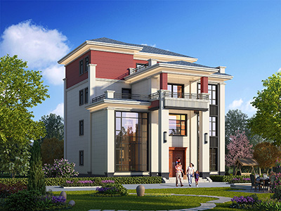 農(nóng)村自建房設(shè)計(jì)圖，在村里藍(lán)天白云之下熠熠生輝。