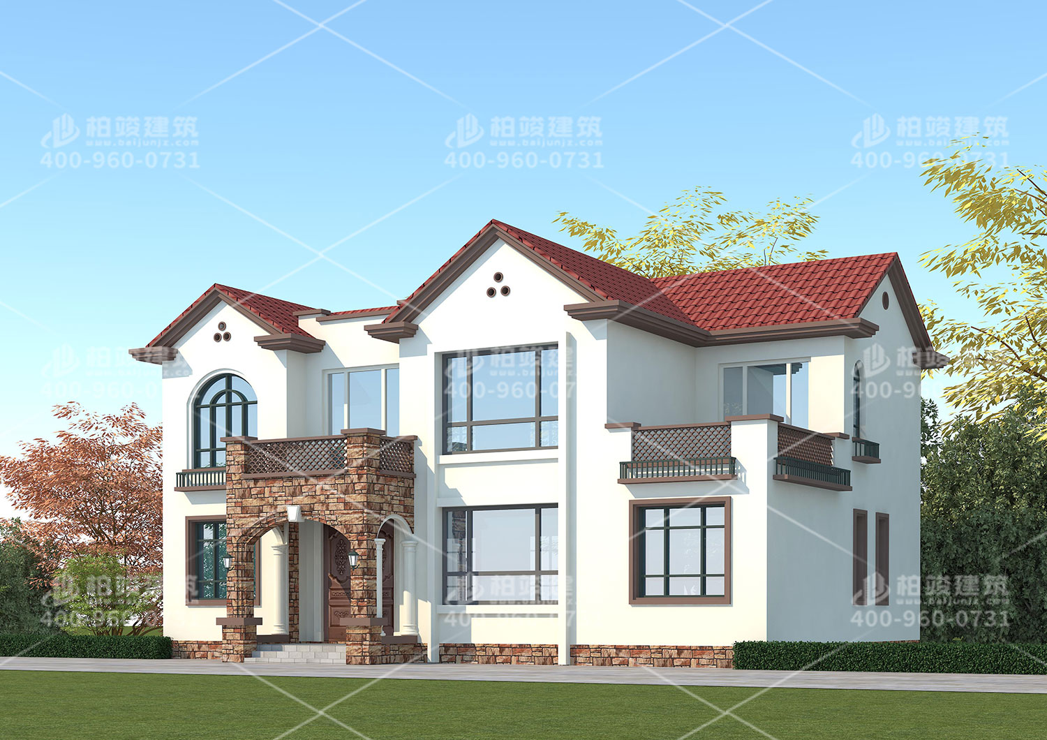 歐式二層別墅，帶內(nèi)衛(wèi)長輩更舒心。