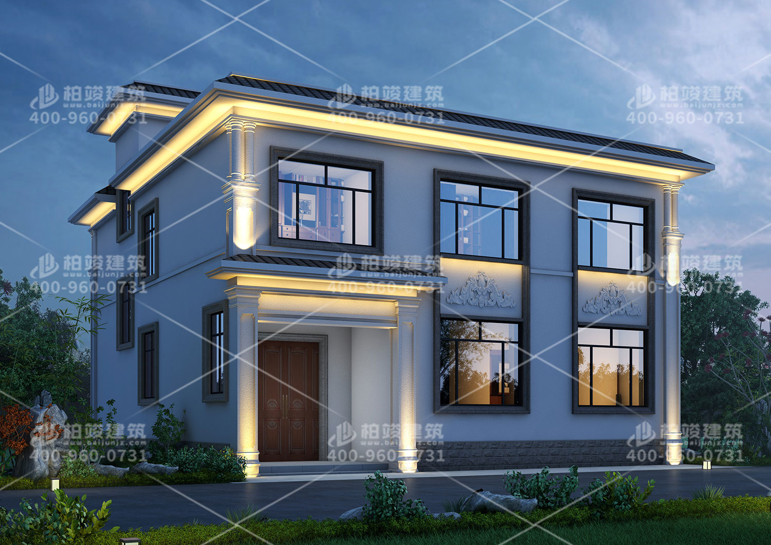 二層現(xiàn)代風(fēng)格別墅，仿石瓷磚外觀美觀值得擁有。