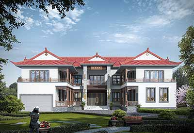 二層四合院別墅設(shè)計(jì)圖，豪華別墅