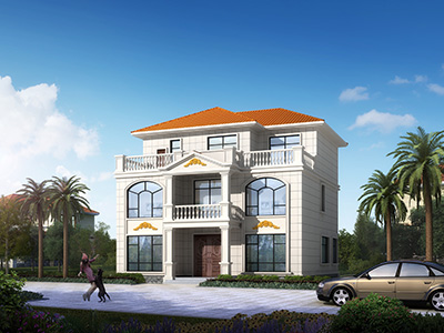 帶露臺(tái)樓房效果圖，三層歐式風(fēng)格。