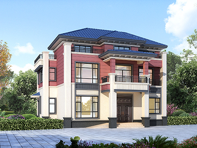 三層別墅設(shè)計(jì)圖，帶大空間露臺(tái)。