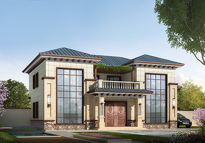 二層農(nóng)村樓房設計圖，帶落地窗質(zhì)，有現(xiàn)代氣質(zhì)。