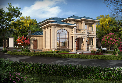 鄉(xiāng)村二層樓房設(shè)計圖，簡歐風(fēng)格帶閣樓。