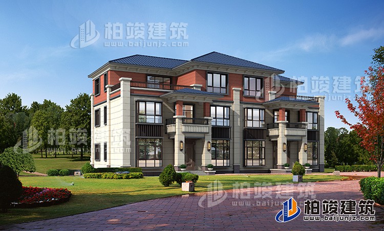 三層農村房屋設計圖，雙拼別墅