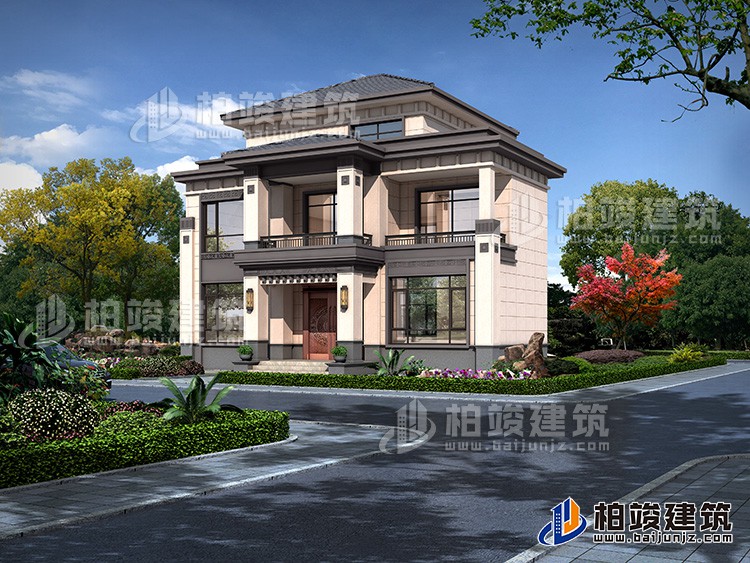 三層磚混結(jié)構(gòu)房屋設(shè)計圖，配書法露臺。