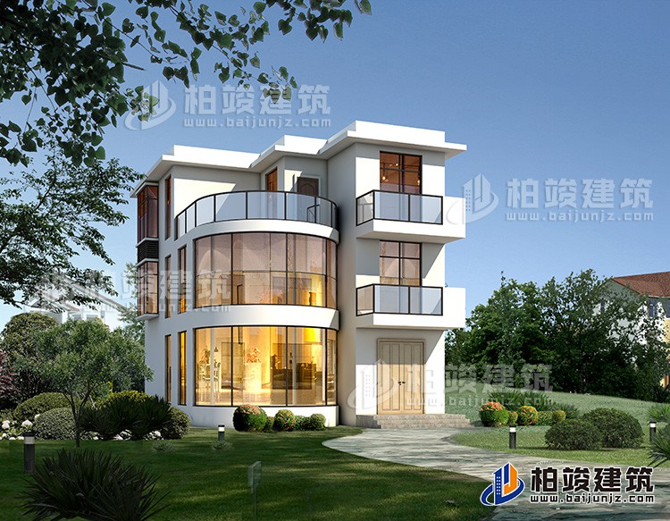 三層現(xiàn)代簡約風格別墅設計圖,五開間。