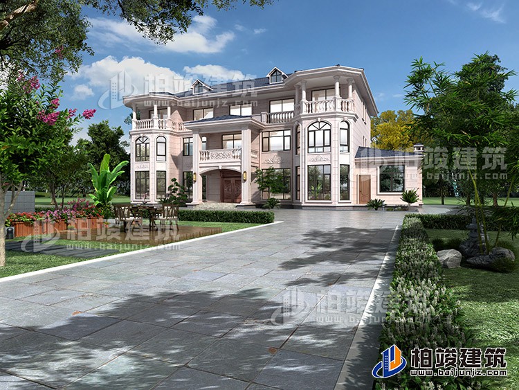 三層豪華大氣歐式別墅設(shè)計(jì)圖，雙客廳