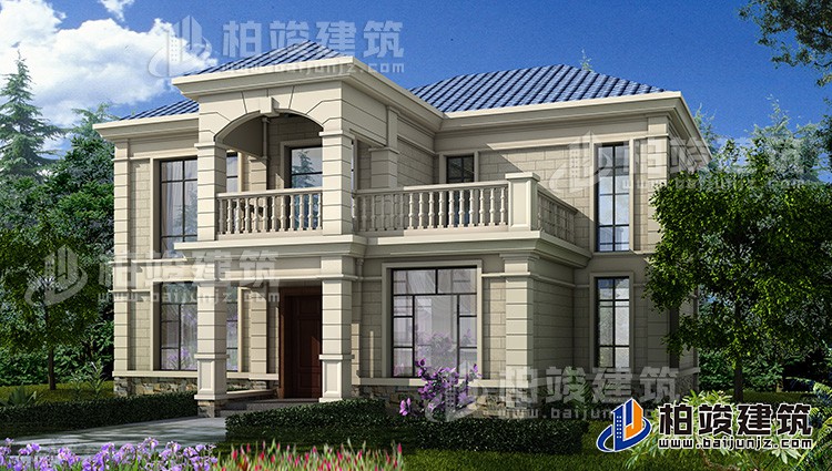 農(nóng)村二層小別墅，簡歐風格實用美觀別墅設計圖BZ243-簡歐風格