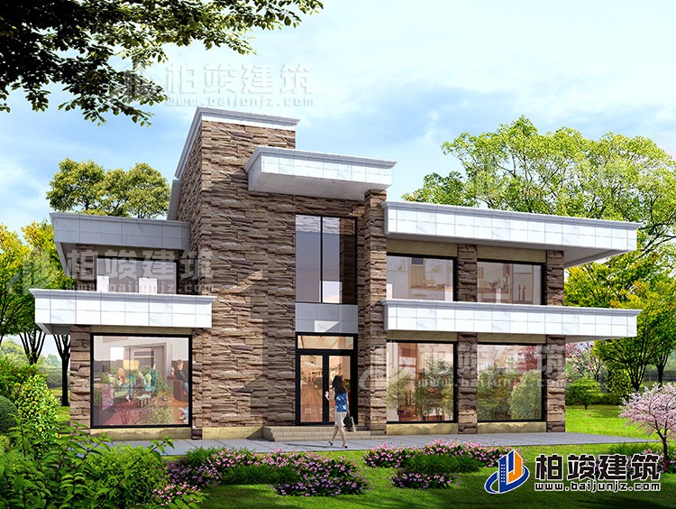 二層農(nóng)村現(xiàn)代別墅設(shè)計圖紙，有娛樂室、健身房18x12米BZ252-新中式風(fēng)格