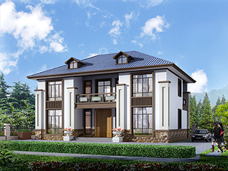 鄉(xiāng)村二層中式別墅施工及設(shè)計(jì)效果圖紙整套，小巧精致！