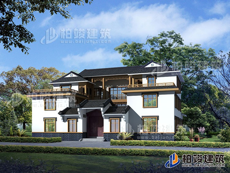 豪華新中式四合院別墅設(shè)計圖、施工圖 造價40萬BZ354-新中式風(fēng)格