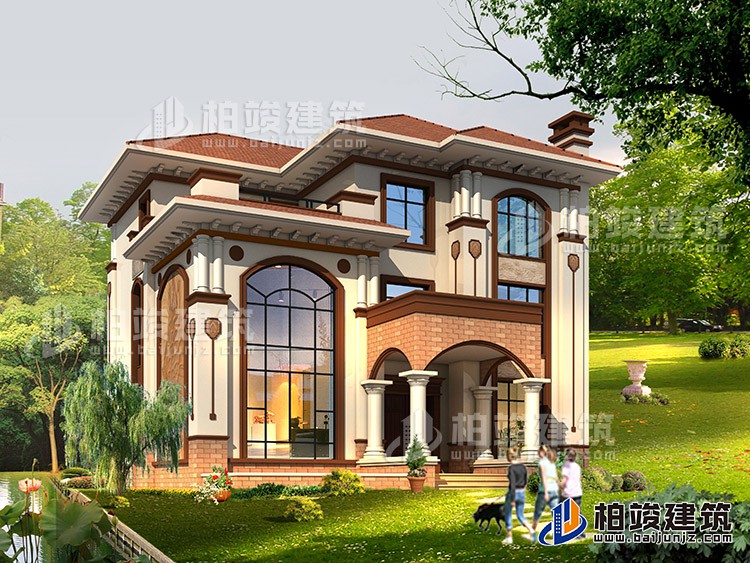 農(nóng)村三層復(fù)式樓房設(shè)計(jì)圖及效果圖，復(fù)式磚混結(jié)構(gòu) 造價(jià)30萬(wàn)BZ363-簡(jiǎn)歐風(fēng)格