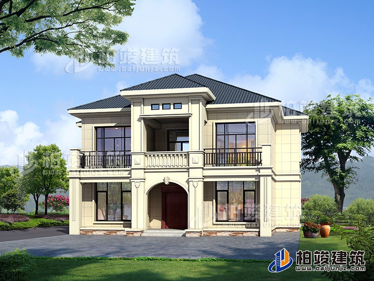 二層歐式小別墅設(shè)計方案，全套建筑設(shè)計圖紙BJ277-簡歐風(fēng)格