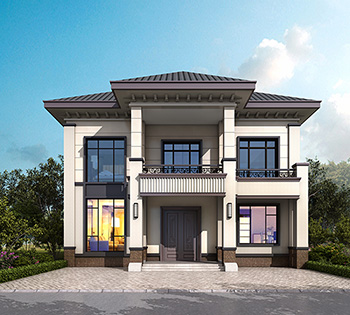 二層簡歐風(fēng)格農(nóng)村小別墅設(shè)計(jì)圖紙，帶露臺(tái)、柴火房