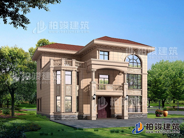 農(nóng)村三層樓房設(shè)計(jì)圖及效果圖，復(fù)式框架結(jié)構(gòu)BZ378-簡(jiǎn)歐風(fēng)格