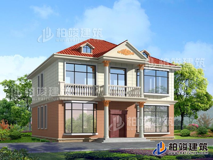 經(jīng)典戶型二層農(nóng)村小別墅設(shè)計圖，帶閣格 造價30萬內(nèi)BZ282-簡歐風(fēng)格