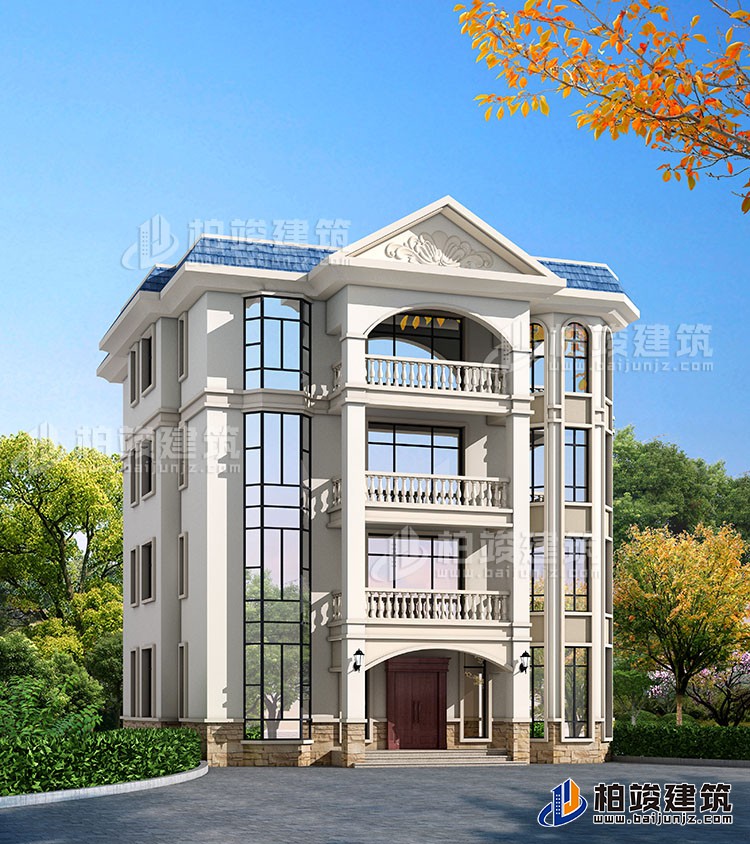 四層豪華歐式別墅自建樓房設計圖紙，帶效果圖和全套施工圖BZ407-簡歐風格