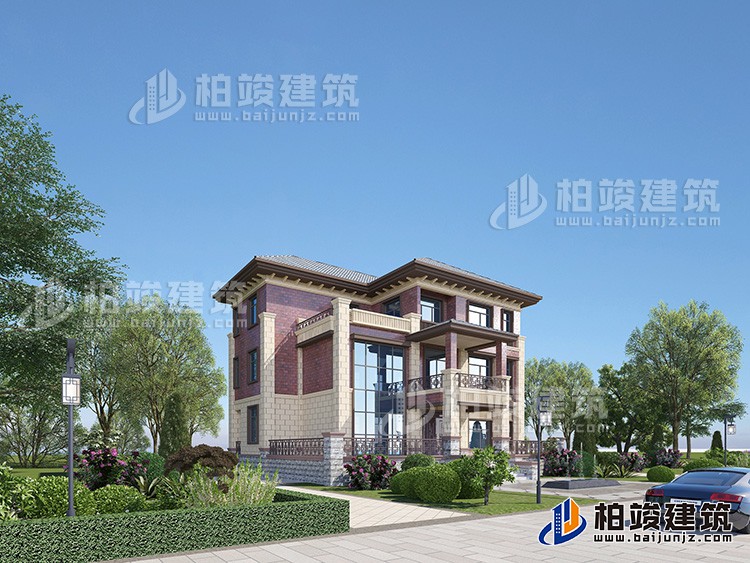 三層復(fù)式別墅設(shè)計(jì)方案圖，戶型合理、造價(jià)35萬BZ382-簡(jiǎn)歐風(fēng)格