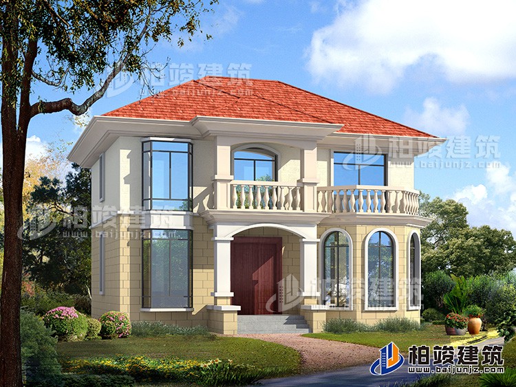 農(nóng)村二層小洋樓設(shè)計(jì)圖，帶外觀效果圖，外觀新穎，漂亮BZ2503-簡(jiǎn)歐風(fēng)格