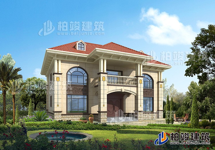 二層歐式復(fù)式小別墅設(shè)計方案，全套建筑設(shè)計圖紙BZ2518-簡歐風(fēng)格