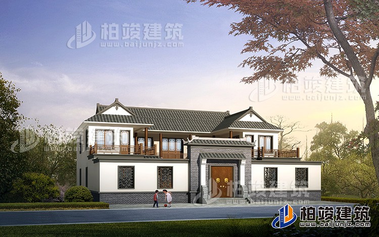 中式四合院別墅設(shè)計圖占地400平方BZ2519-新中式風格