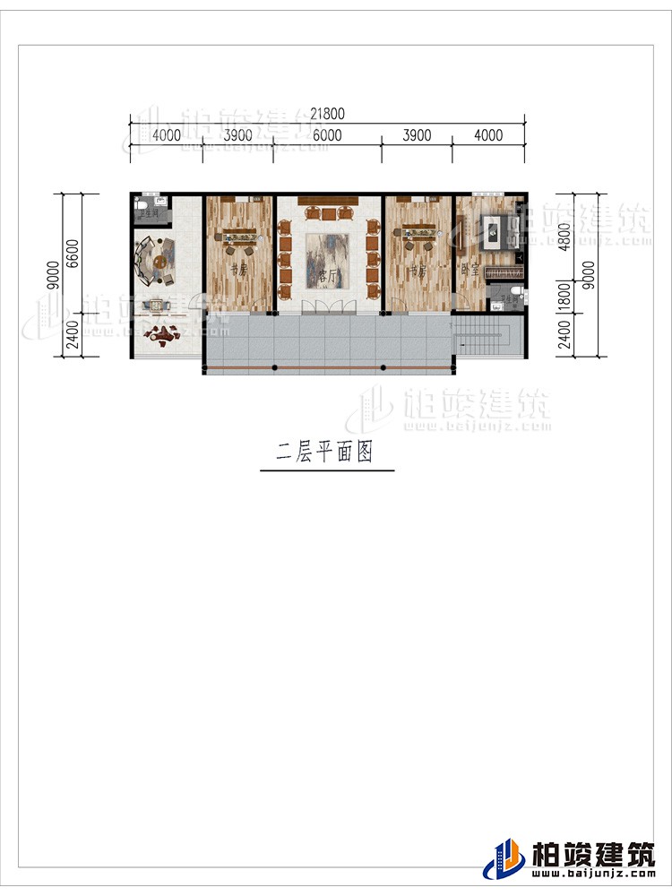 二層：2客廳、2書房、公衛(wèi)、內(nèi)衛(wèi)、臥室、陽臺