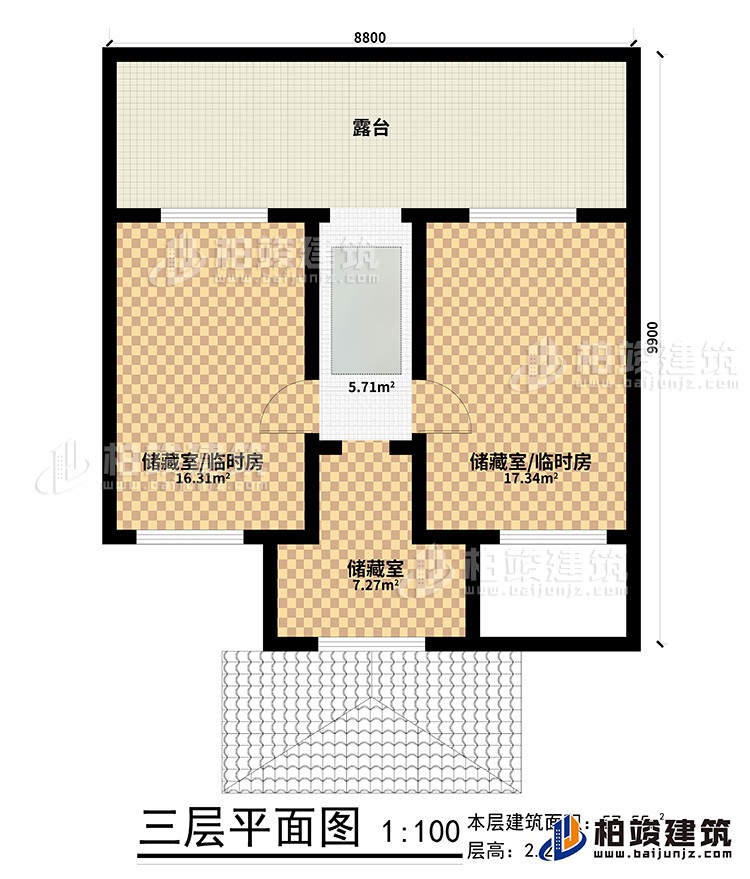 三層：3儲藏室，露臺