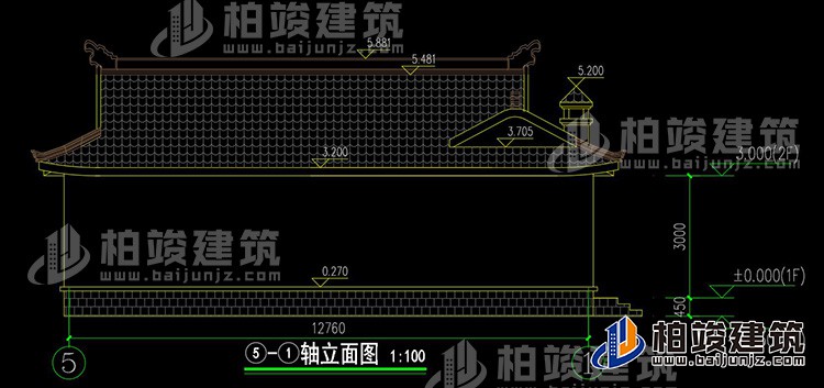 農(nóng)村一層三合院設(shè)計圖和效果圖BZ171-新中式風(fēng)格